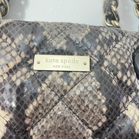KATE SPADE Gold Coast Maryanne Large Satchel Quilted Snake Print Leather - Picture 3 of 8